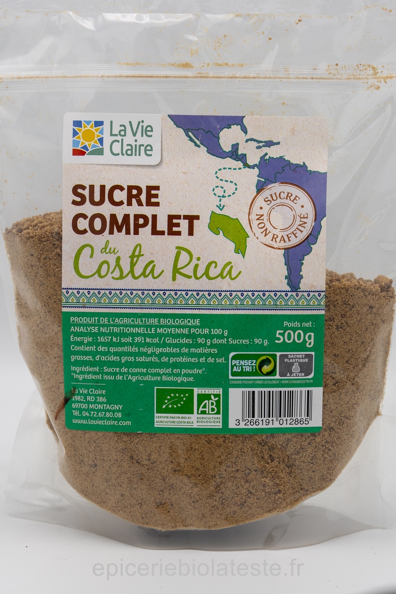Sucre Complet Costa Rica 500g - Magasin Bio à La Teste De Buch - La Vie  Claire